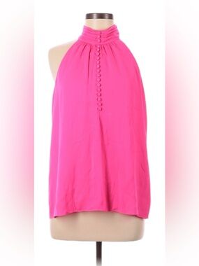 Lilly Pulitzer Pink Halter Blouse Sleeveless Button Detail Top Size M NWOT